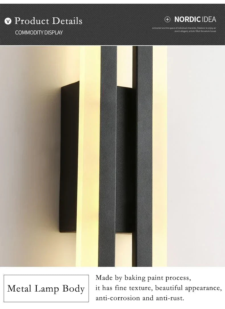 Modern Black and Gold LED Wall Lamp with Acrylic Shade