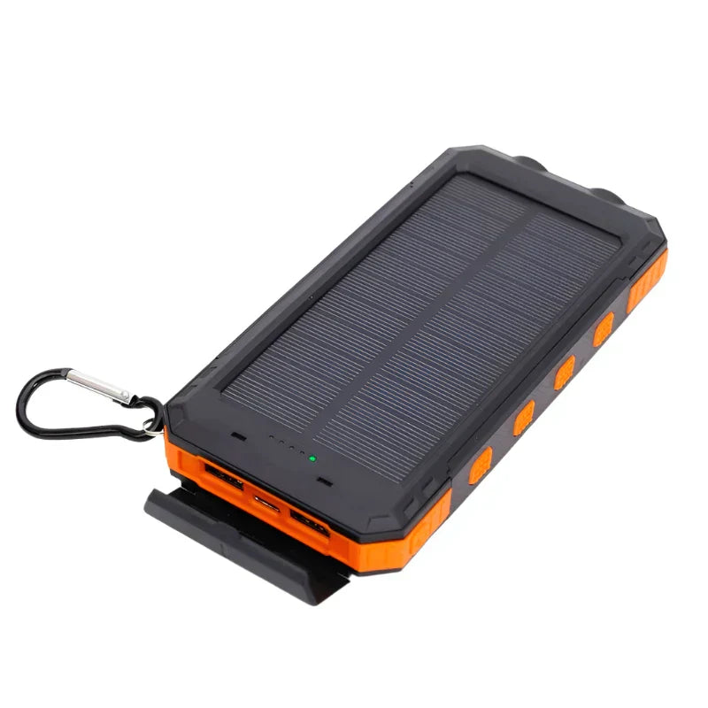 Portable Solar Power Bank with Fast Charging and Dual LED Flashlight