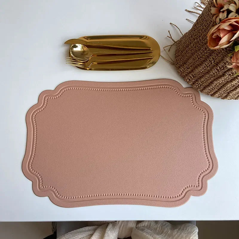 Synthetic Leather Embossed Placemat - Waterproof Non-Slip Design