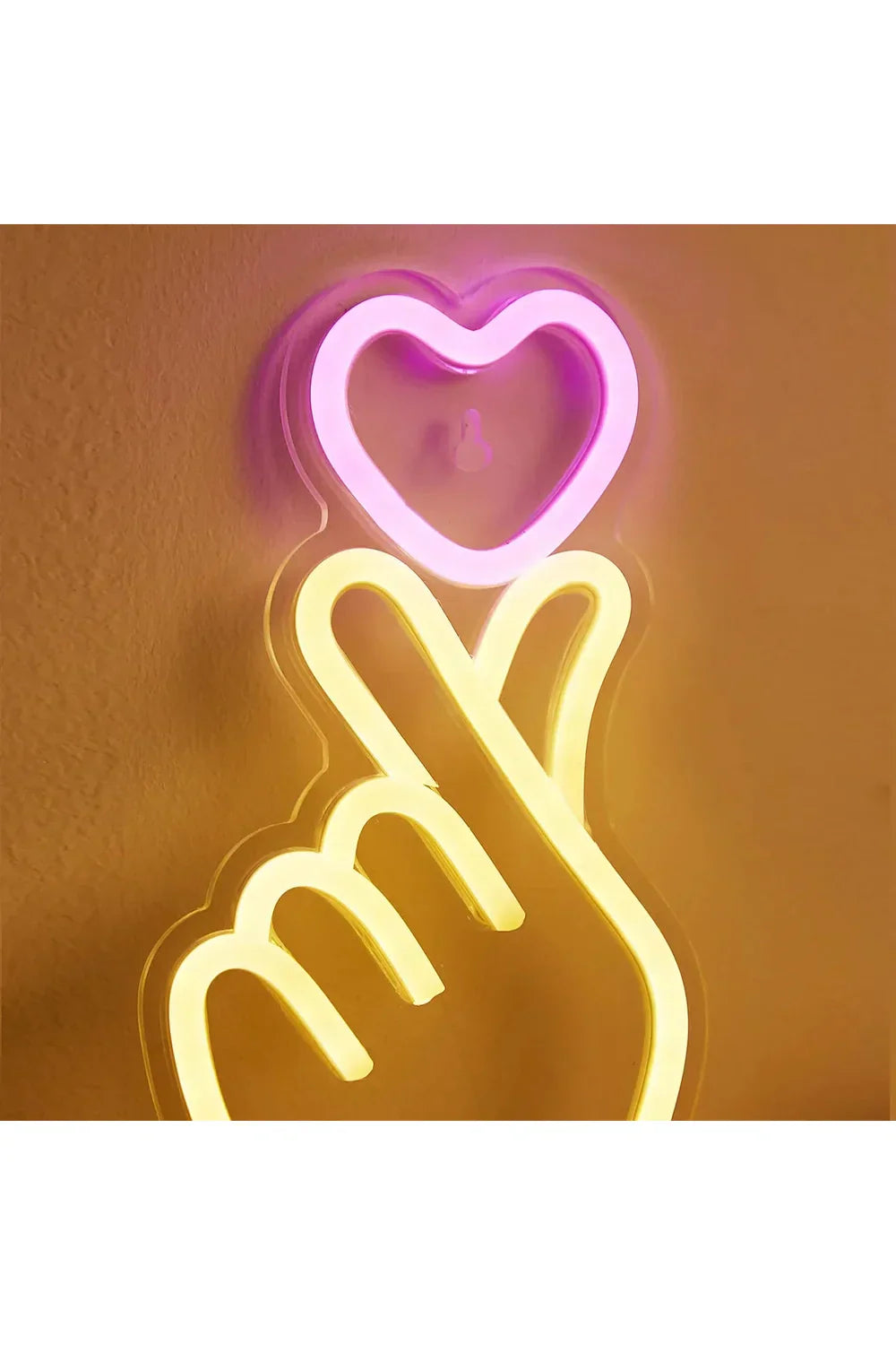 Hand Heart LED Neon Sign - Acrylic Wall Decor
