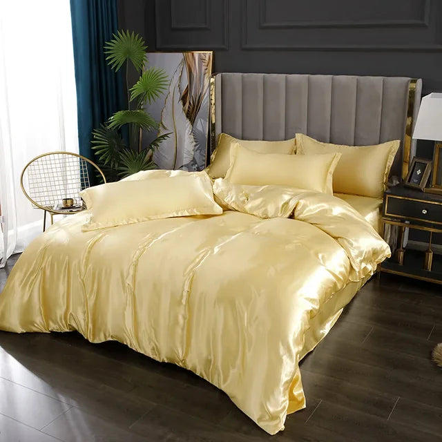 Premium Silk Satin Bedding Set with Duvet Cover and Pillowcases