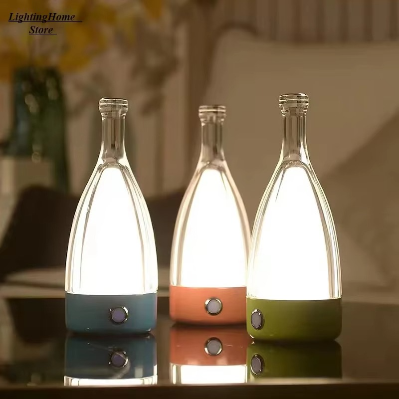 Rechargeable Wine Bottle Desk Lamp with Bluetooth Speaker