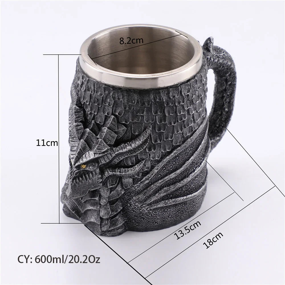 Medieval Dragon Resin and Stainless Steel Mug 600ml