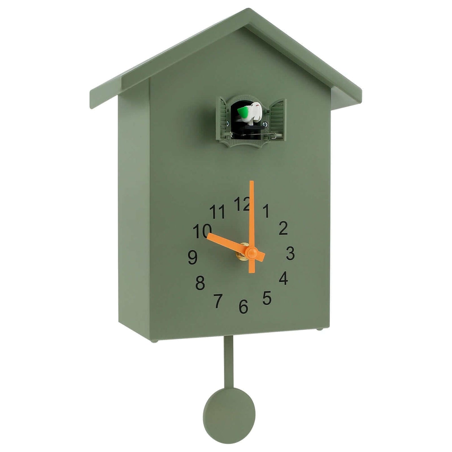 Contemporary Cuckoo Quartz Wall Clock in White, Blue, or Green