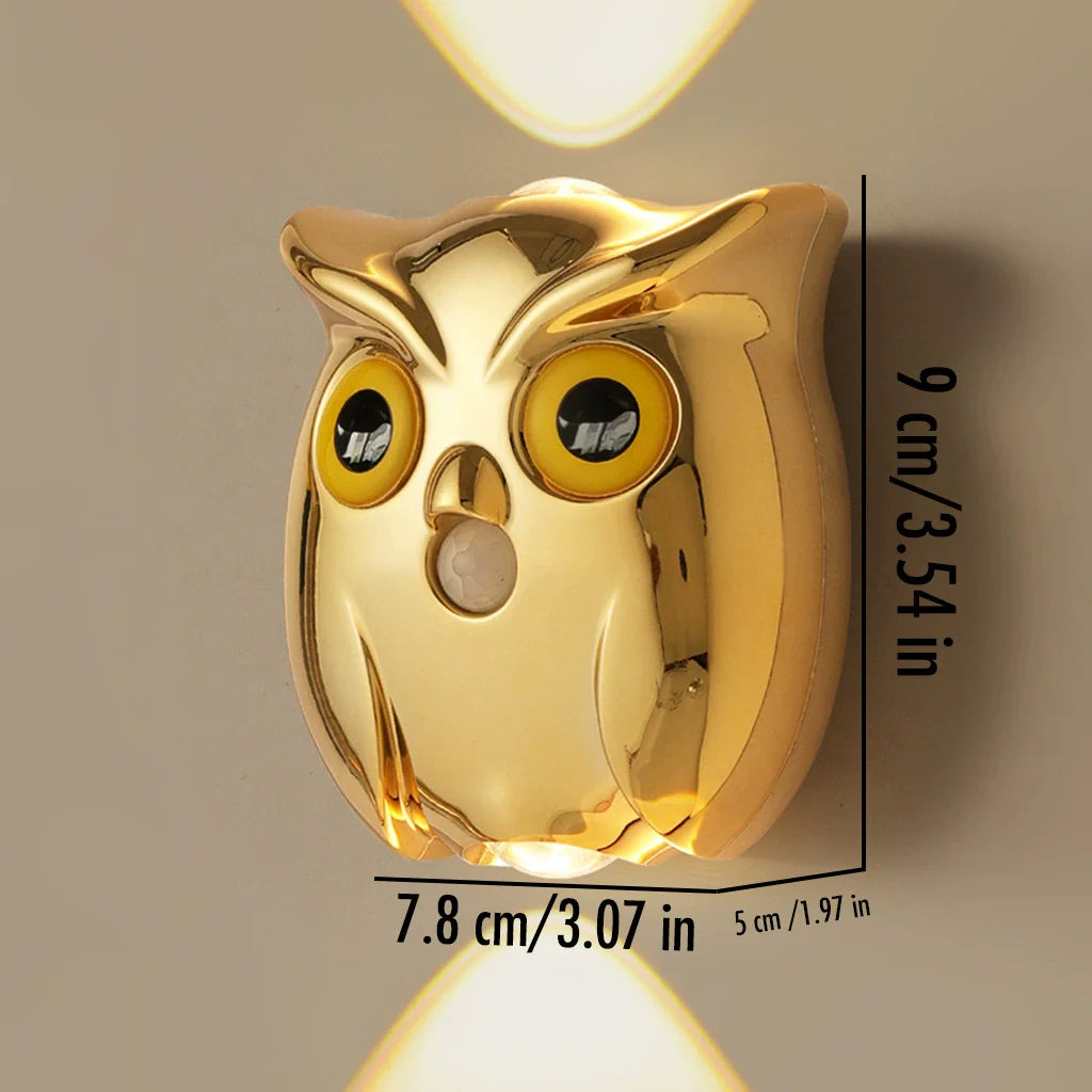 Motion-Sensing Dimmable Owl Wall Lamp with Magnetic Mount