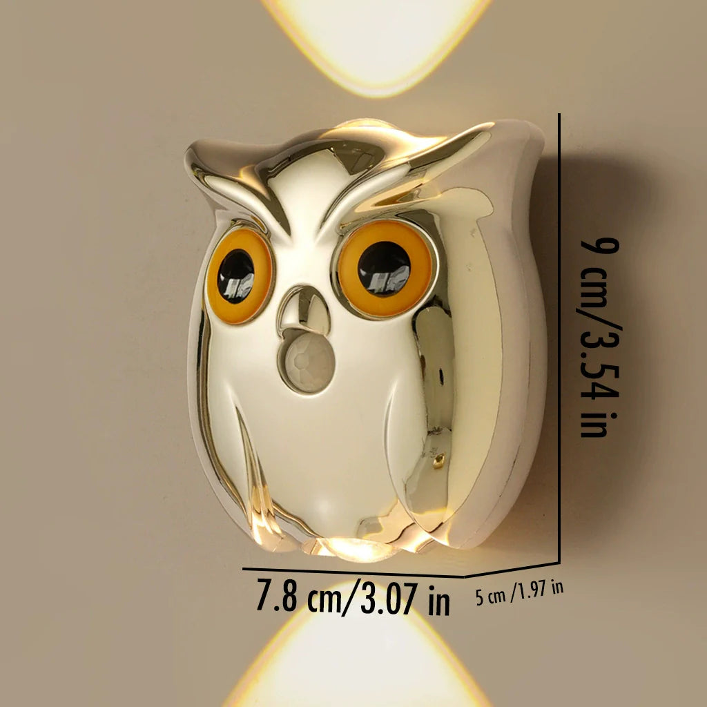 Motion-Sensing Dimmable Owl Wall Lamp with Magnetic Mount