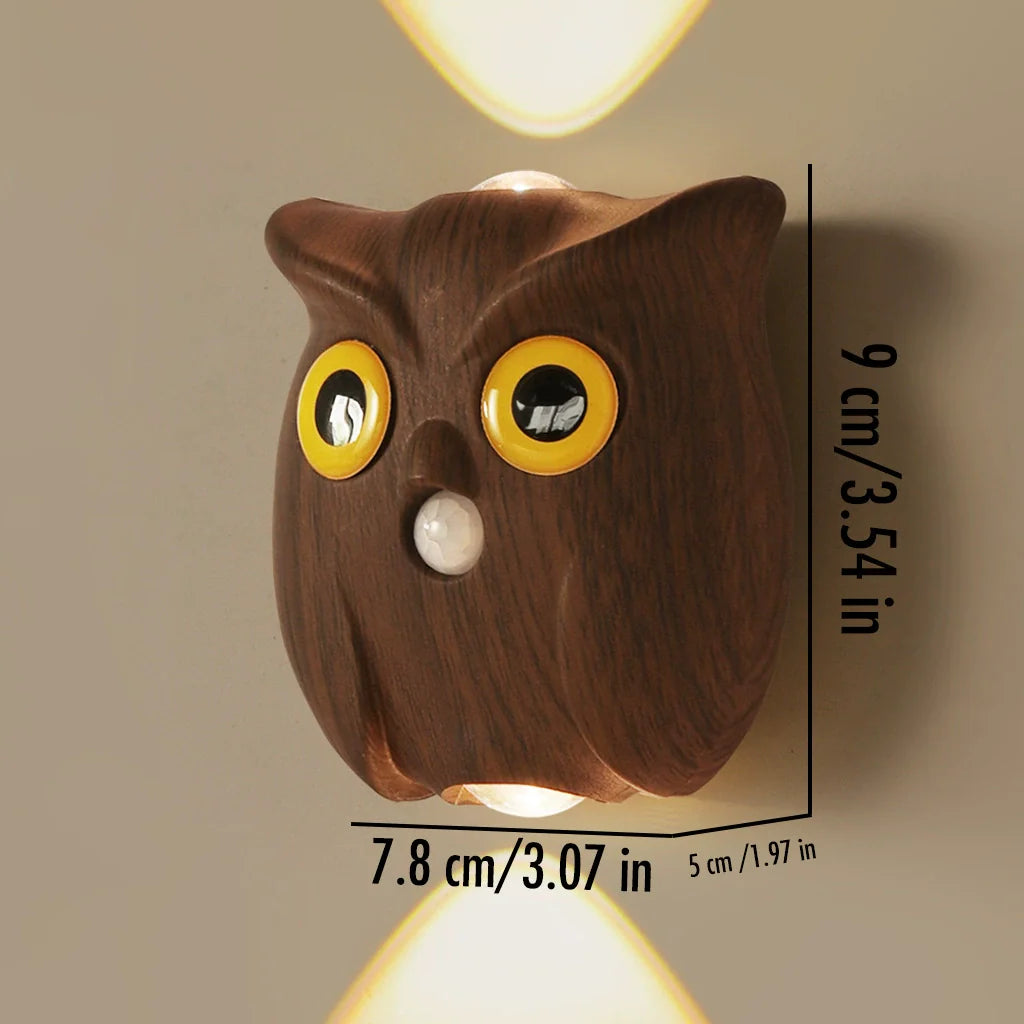 Motion-Sensing Dimmable Owl Wall Lamp with Magnetic Mount