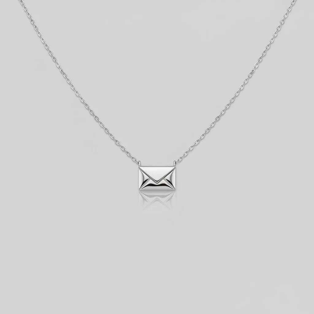 Gold and Silver Envelope Necklace for Women