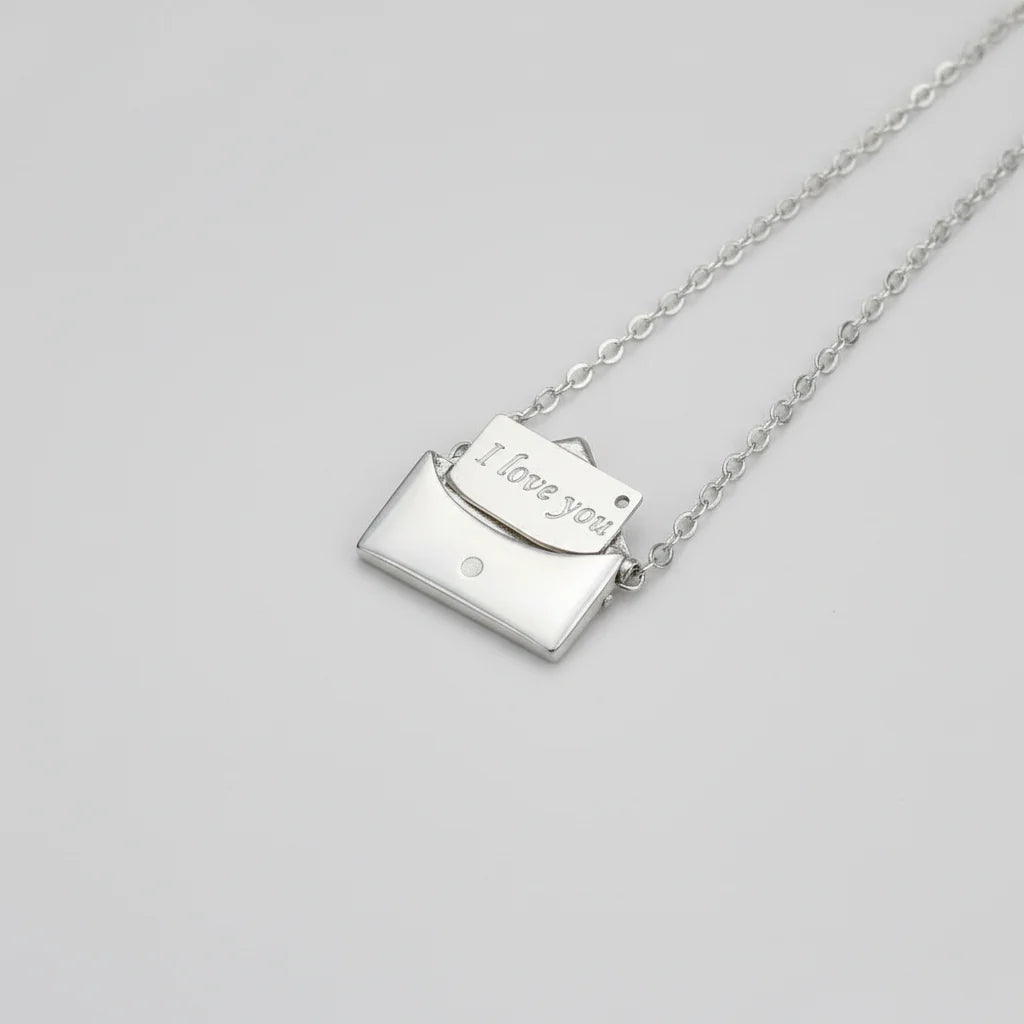 Gold and Silver Envelope Necklace for Women