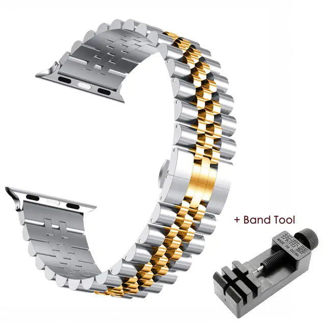 Stainless Steel Apple Watch Bracelet - Adjustable, Elegant Design
