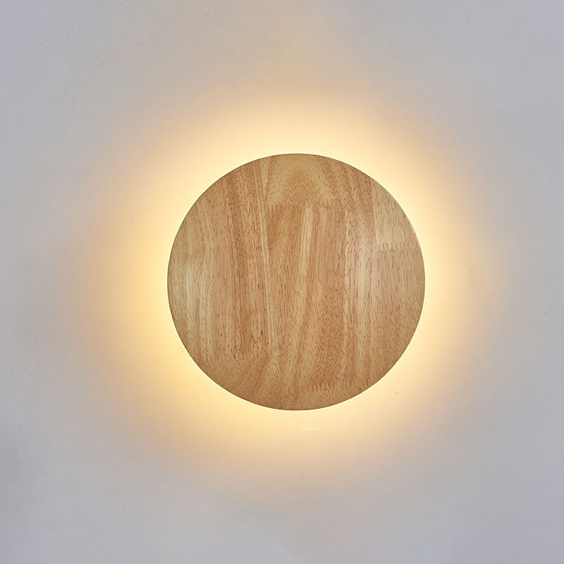 Modern Minimalist Round Oval Wood LED Wall Light Lamp