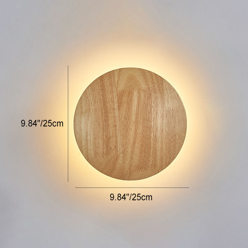 Modern Minimalist Round Oval Wood LED Wall Light Lamp