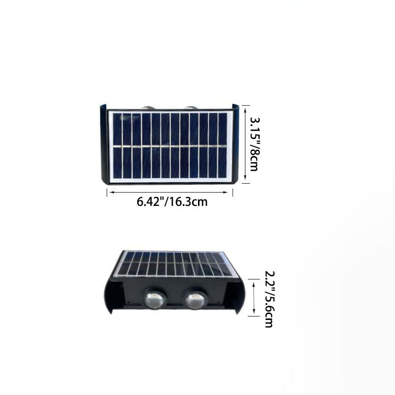 Solar Waterproof LED Wall Light for Outdoor Patio - Modern Rectangular Design