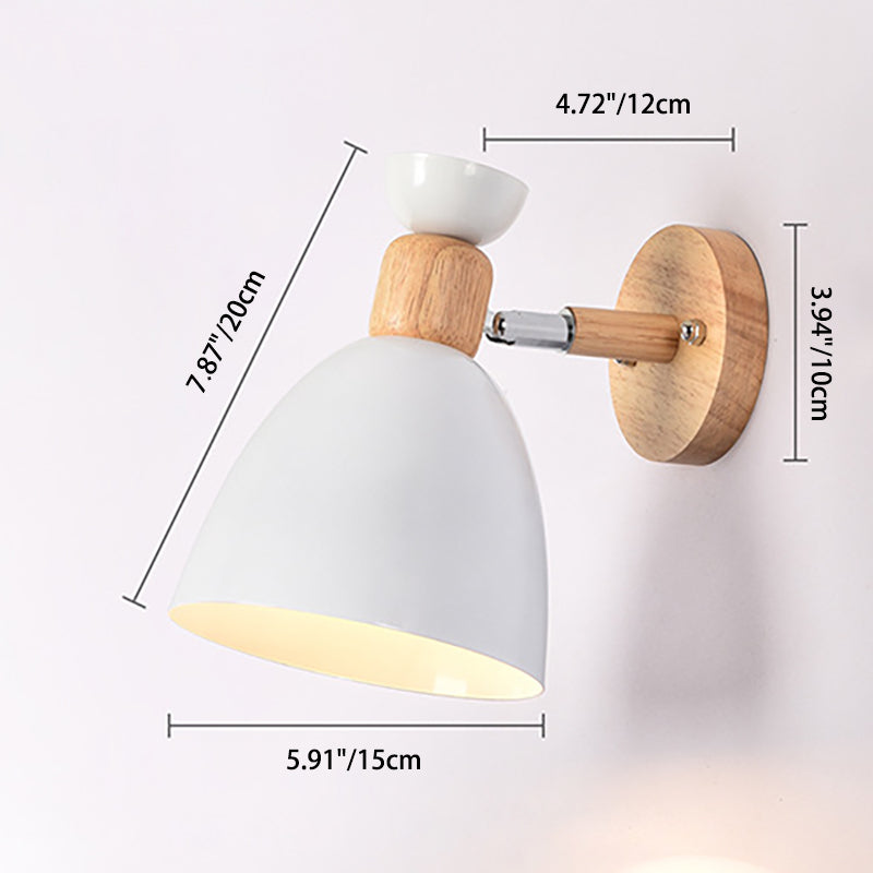 Modern Minimalist Round Aluminum Wall Lamp with Wood Shade