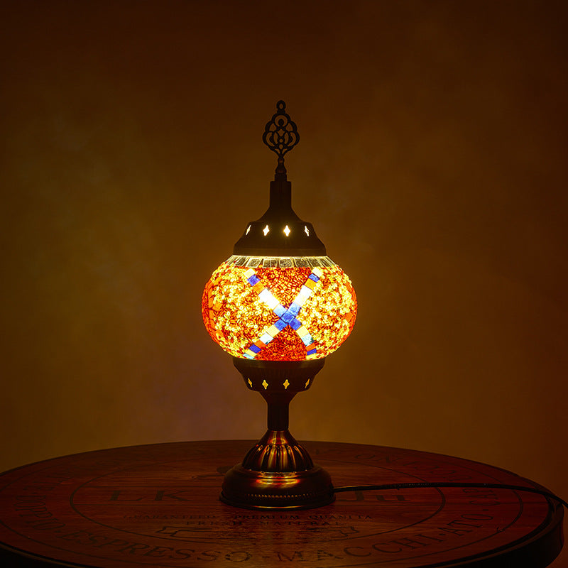 Tiffany Inspired Multicolored Oval Table Lamp
