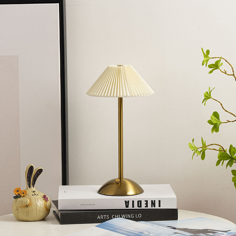 Contemporary Scandinavian Rechargeable LED Table Lamp with Fabric Shade