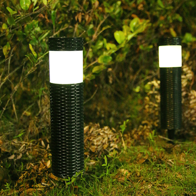 Solar Rattan Cylindrical LED Outdoor Landscape Light