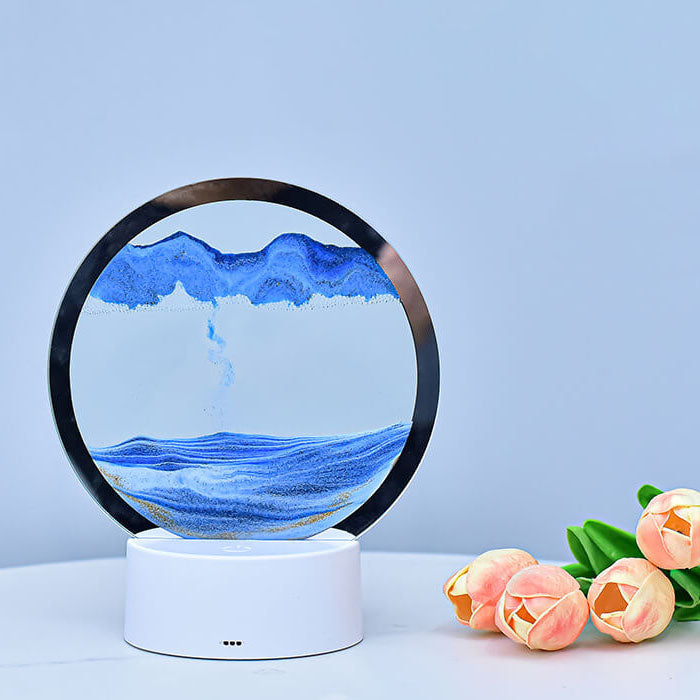 3D LED Quicksand Hourglass Table Lamp - Modern Glass Design