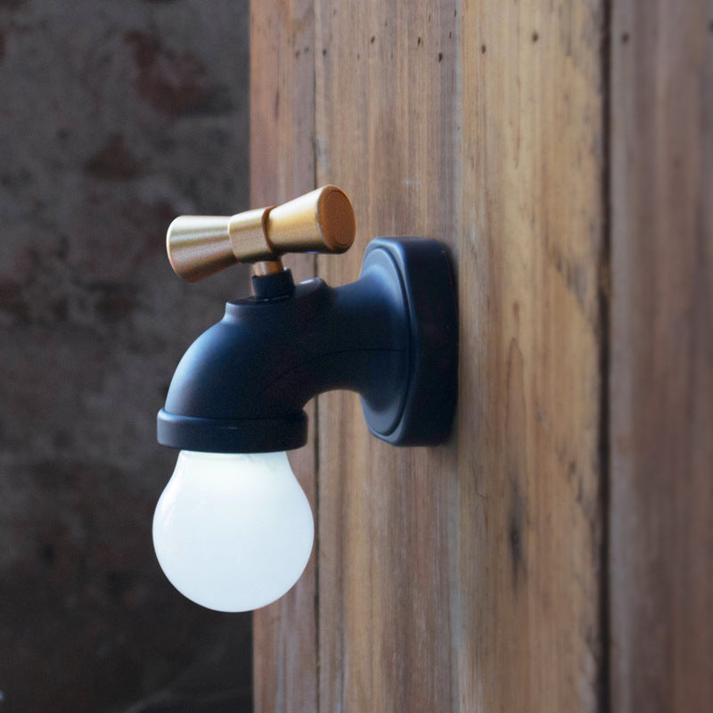 Modern USB LED Wall Lamp with Night Light, ABS Plastic, Black or White