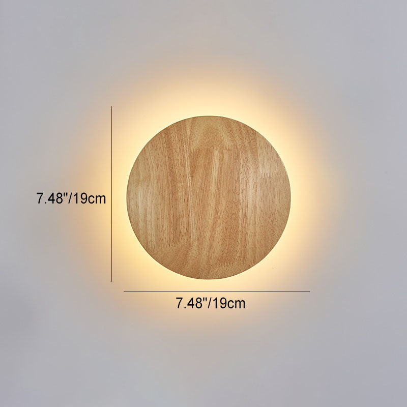 Modern Minimalist Round Oval Wood LED Wall Light Lamp