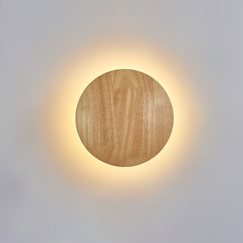 Modern Minimalist Round Oval Wood LED Wall Light Lamp