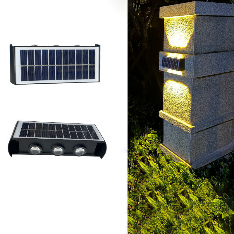 Solar Waterproof LED Wall Light for Outdoor Patio - Modern Rectangular Design