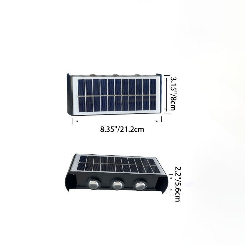 Solar Waterproof LED Wall Light for Outdoor Patio - Modern Rectangular Design
