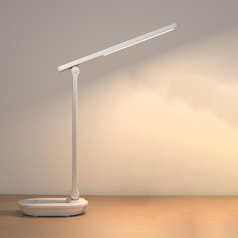 Modern Foldable LED Desk Lamp - Wireless Rechargeable, Plastic Shade, 300 Lumens