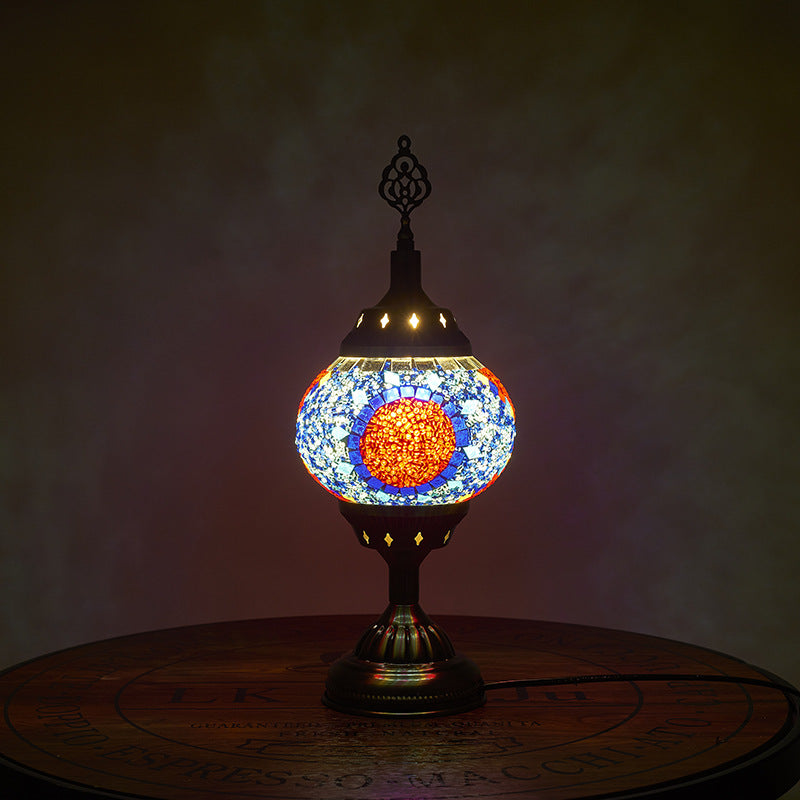Tiffany Inspired Multicolored Oval Table Lamp