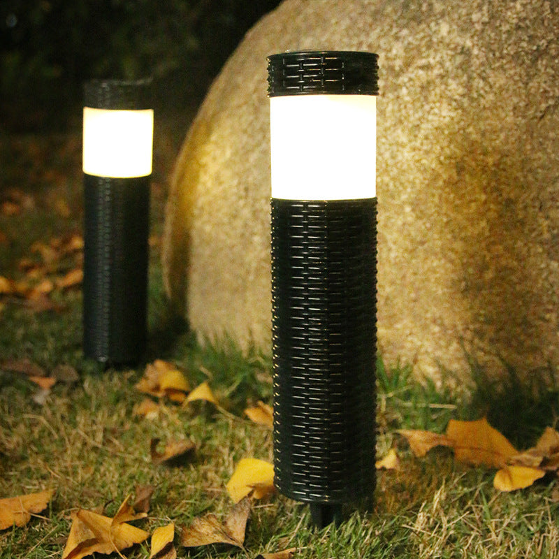 Solar Rattan Cylindrical LED Outdoor Landscape Light