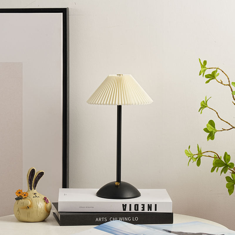 Contemporary Scandinavian Rechargeable LED Table Lamp with Fabric Shade