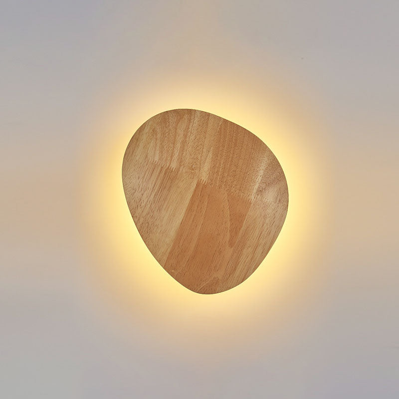 Modern Minimalist Round Oval Wood LED Wall Light Lamp