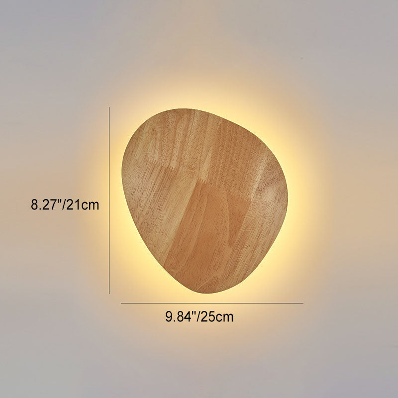 Modern Minimalist Round Oval Wood LED Wall Light