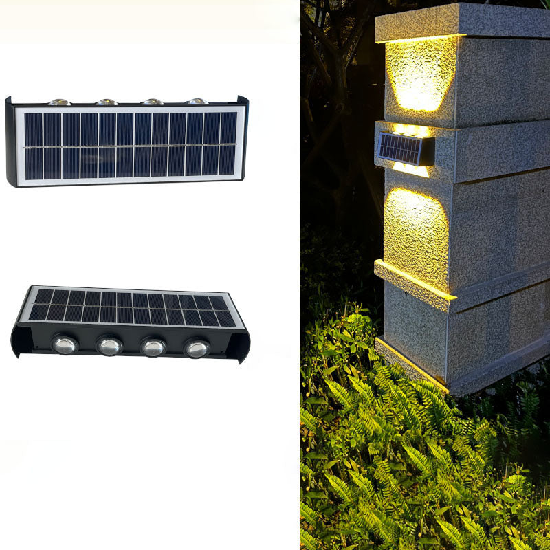 Solar Waterproof LED Wall Light - Modern Minimalist Rectangular Design for Outdoor Use