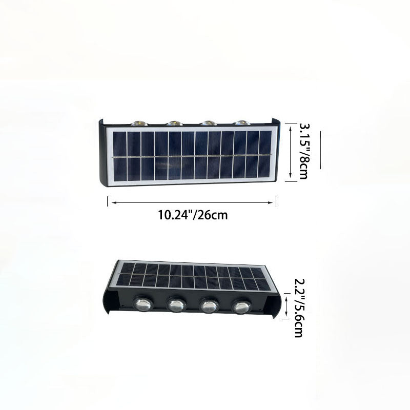 Solar Waterproof LED Wall Light for Outdoor Patio - Modern Rectangular Design