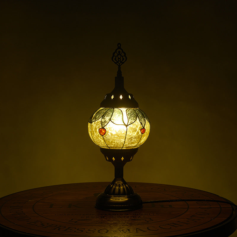 Tiffany Inspired Multicolored Oval Table Lamp