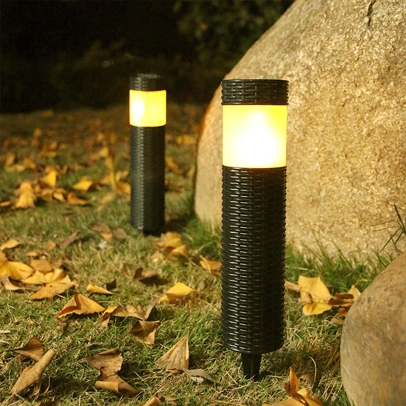 Solar Rattan Cylindrical LED Outdoor Landscape Light