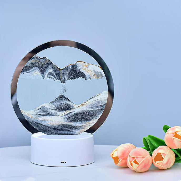 3D LED Quicksand Hourglass Table Lamp - Modern Glass Design