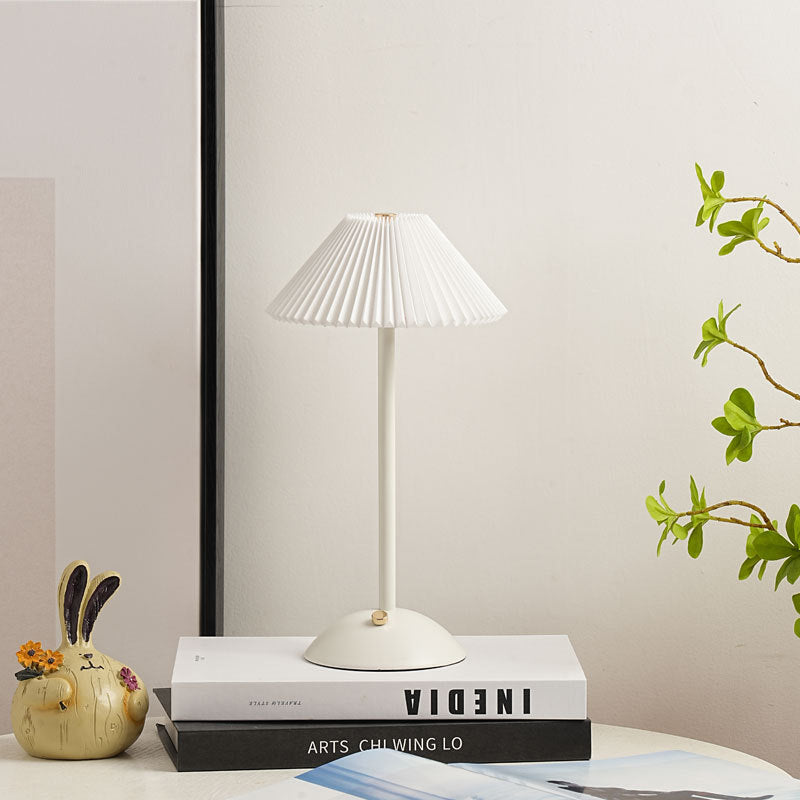 Contemporary Scandinavian Rechargeable LED Table Lamp with Fabric Shade