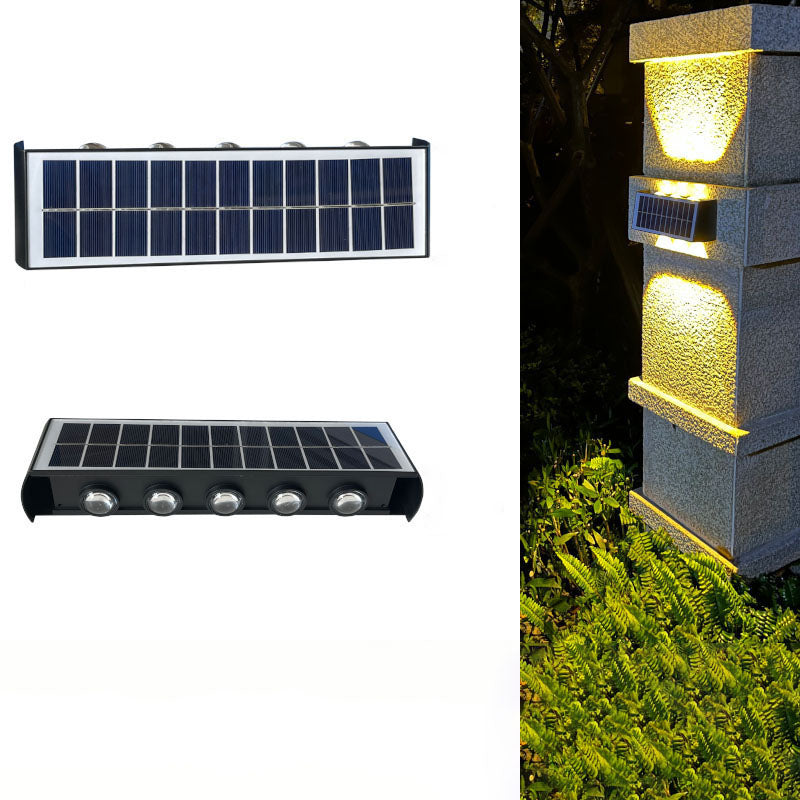 Solar Waterproof LED Wall Light - Modern Minimalist Rectangular Design for Outdoor Use