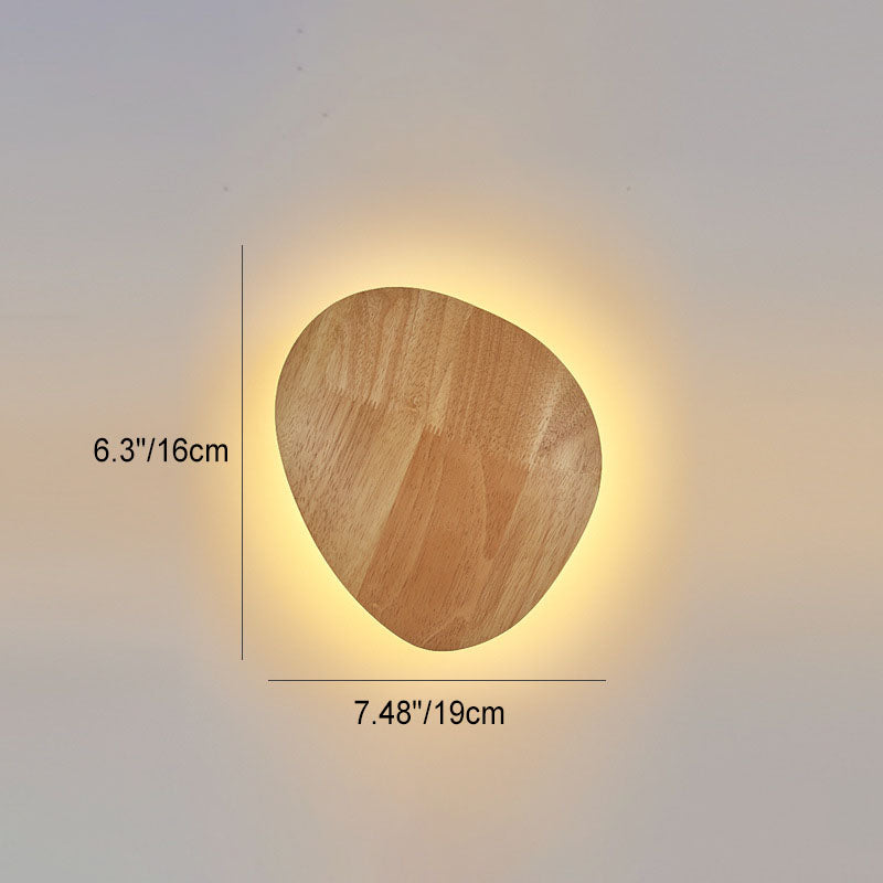 Modern Minimalist Round Oval Wood LED Wall Light Lamp