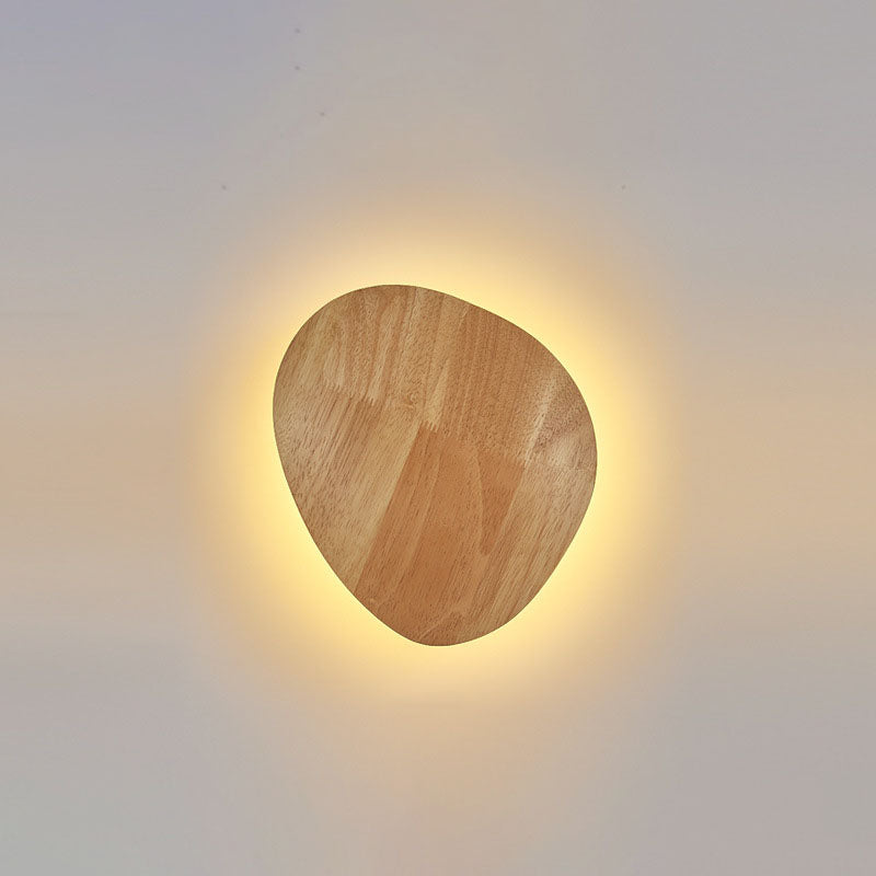 Modern Minimalist Round Oval Wood LED Wall Light