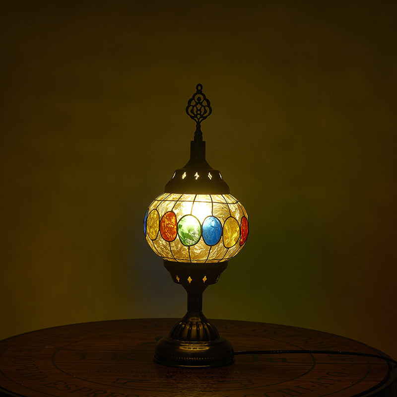 Tiffany Inspired Multicolored Oval Table Lamp