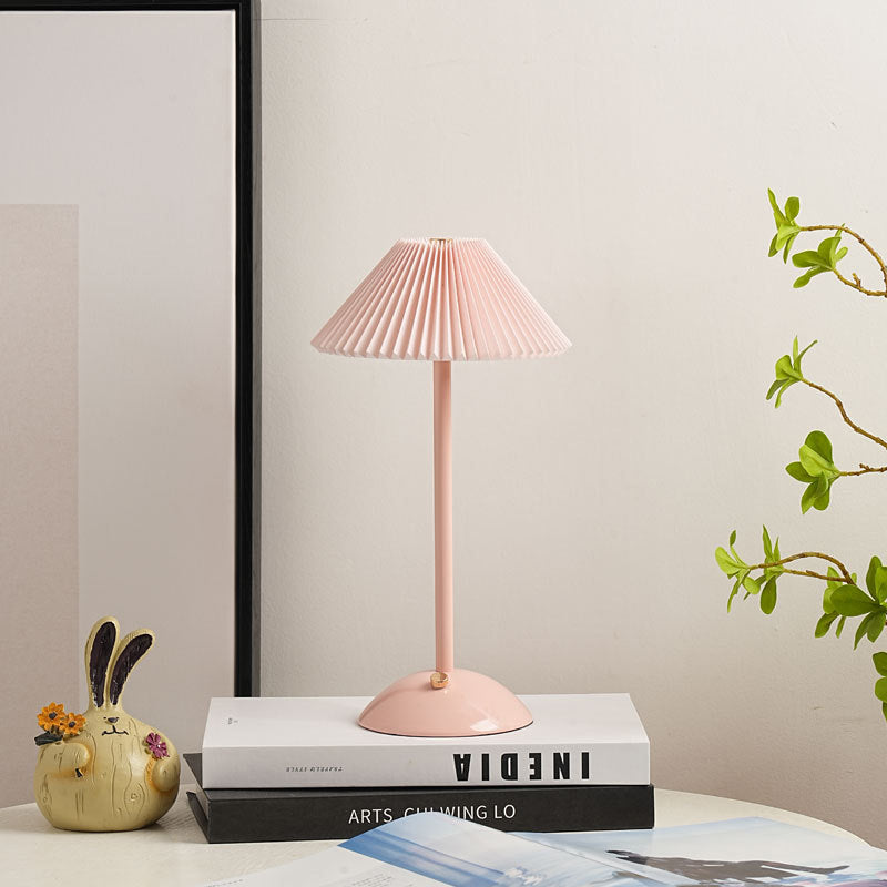 Contemporary Scandinavian Rechargeable LED Table Lamp with Fabric Shade