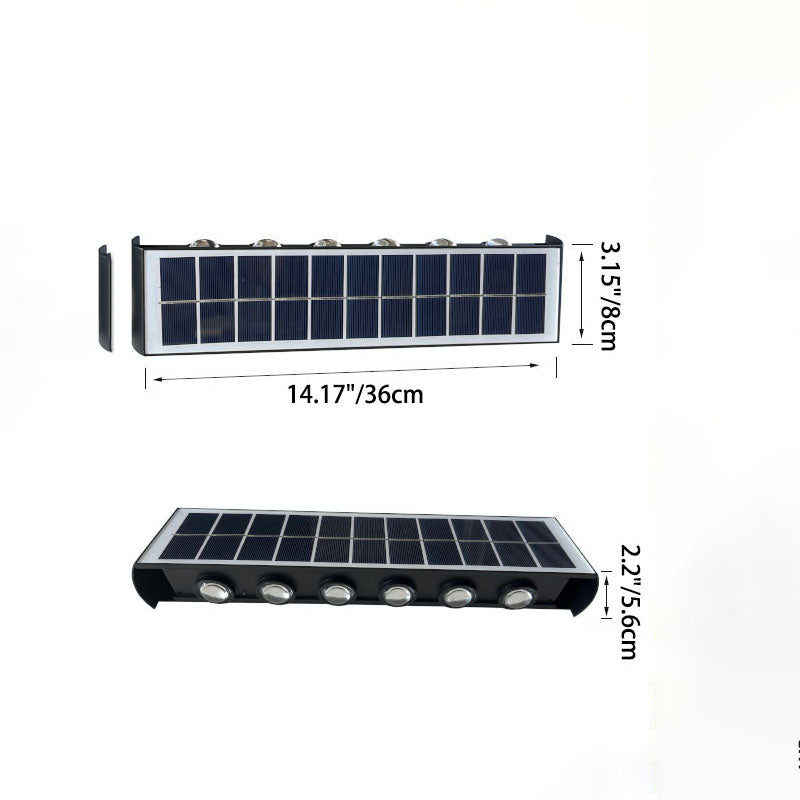 Solar Waterproof LED Wall Light for Outdoor Patio - Modern Rectangular Design