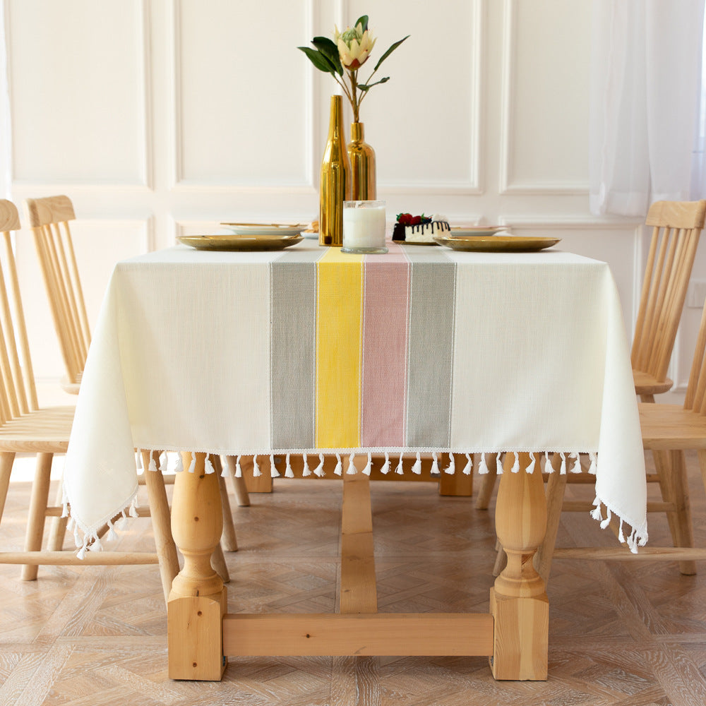 Waterproof Cotton Linen Rectangular Tablecloth - Stain Resistant, Wrinkle-Free for Dining and Events