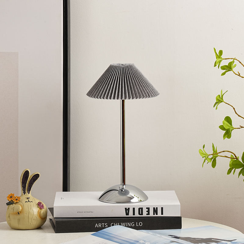 Contemporary Scandinavian Rechargeable LED Table Lamp with Fabric Shade