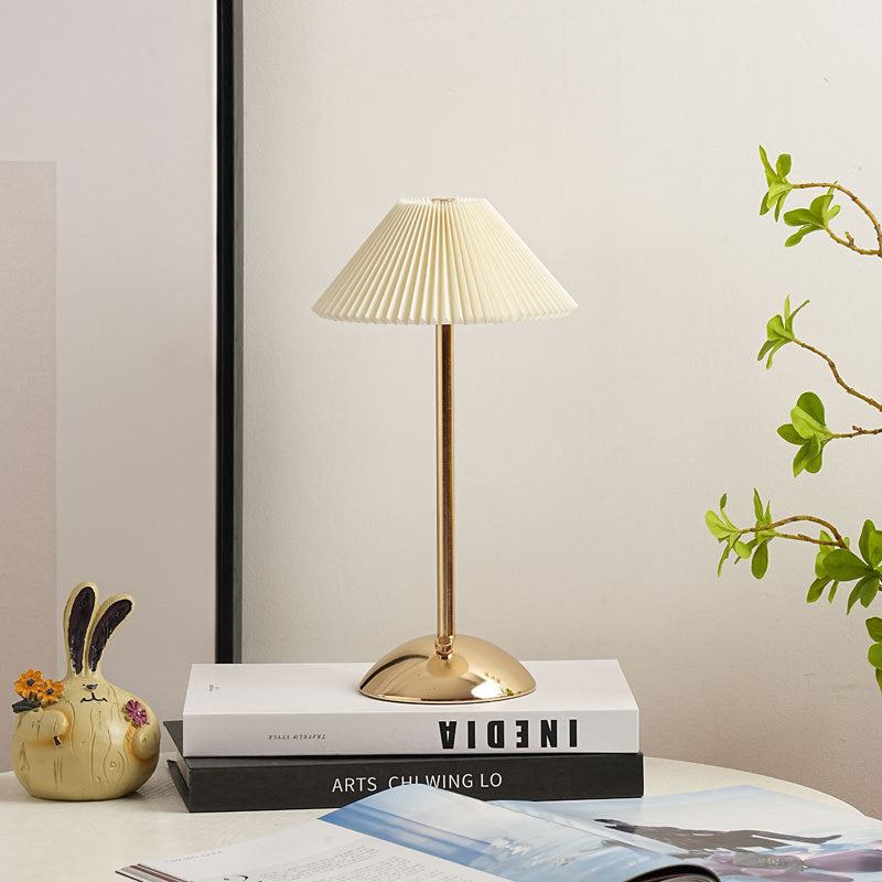 Contemporary Scandinavian Rechargeable LED Table Lamp with Fabric Shade