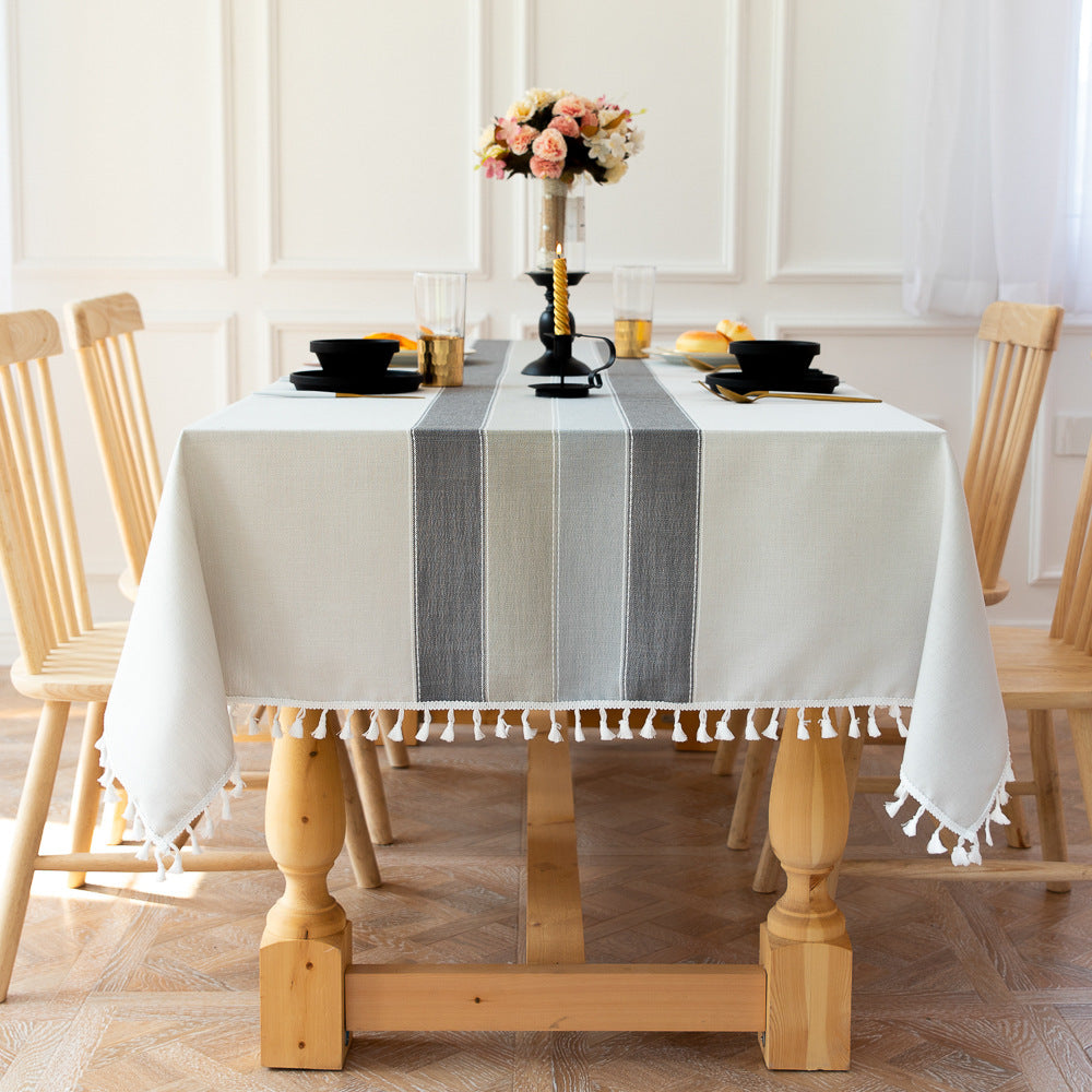 Waterproof Cotton Linen Rectangular Tablecloth - Stain Resistant, Wrinkle-Free for Dining and Events
