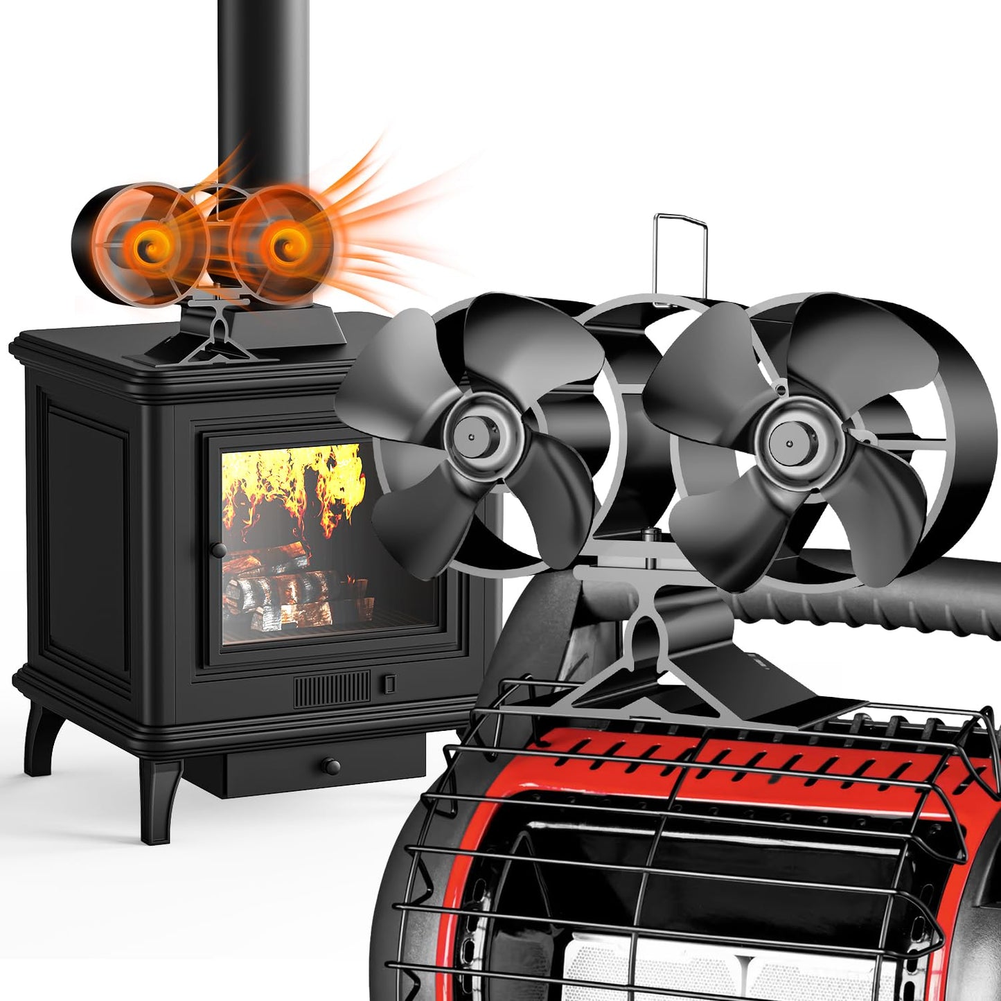 4-Blade Heat Powered Fireplace Fan for Wood Stoves